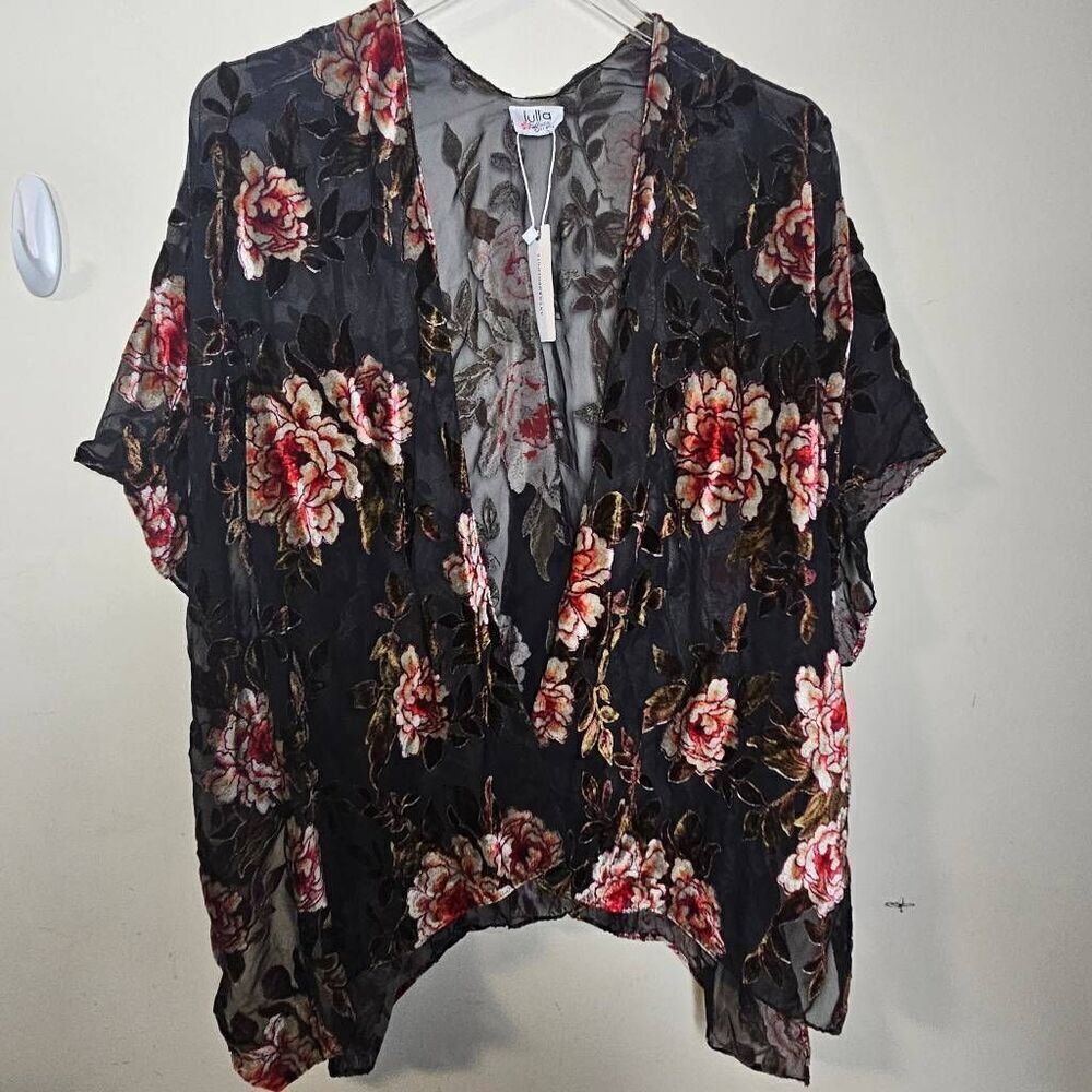 Anthropologie Lulla Longmont Rose Kimono Top Sheer Floral Open One Size NWT